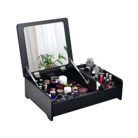 2-in-1 Compact Bay Window Makeup Dressing Table (Color: Black)